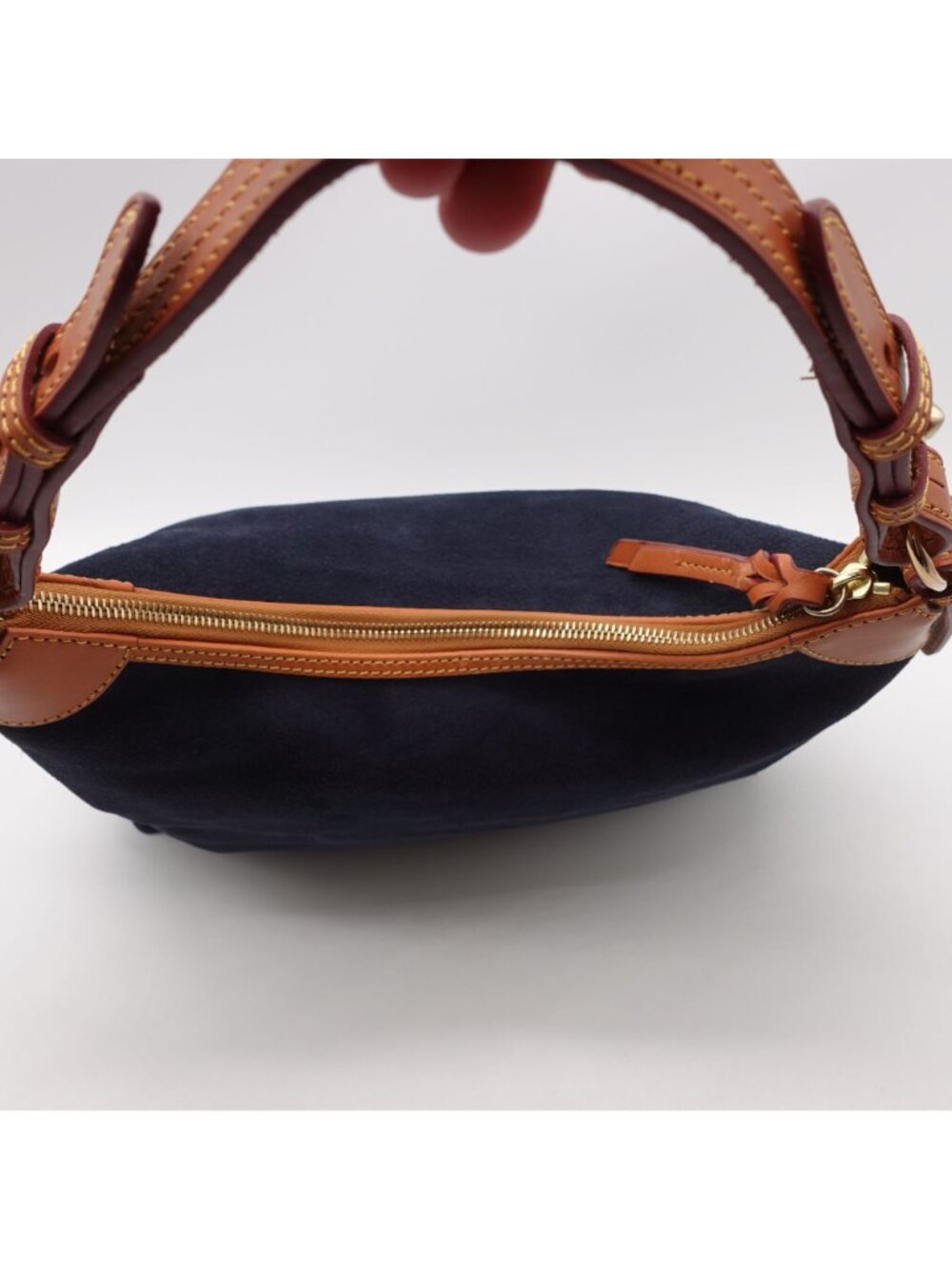 LN Dooney & Bourke Suede Hobo Shoulder Bag Navy Blue SS924 - Picture 8 of 13